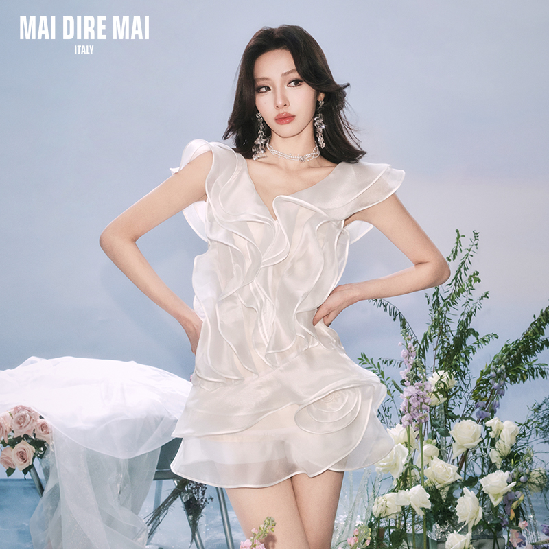 【孙乐言同款】MAI DIRE MAI玫瑰花浪漫度假短袖礼服连衣裙女气质
