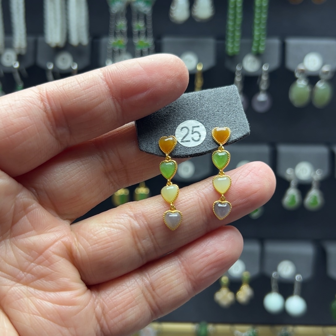 *****和田玉银S925镶嵌耳饰