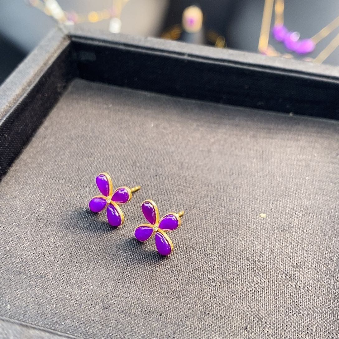 苏纪石（舒俱来）18K金镶嵌耳饰