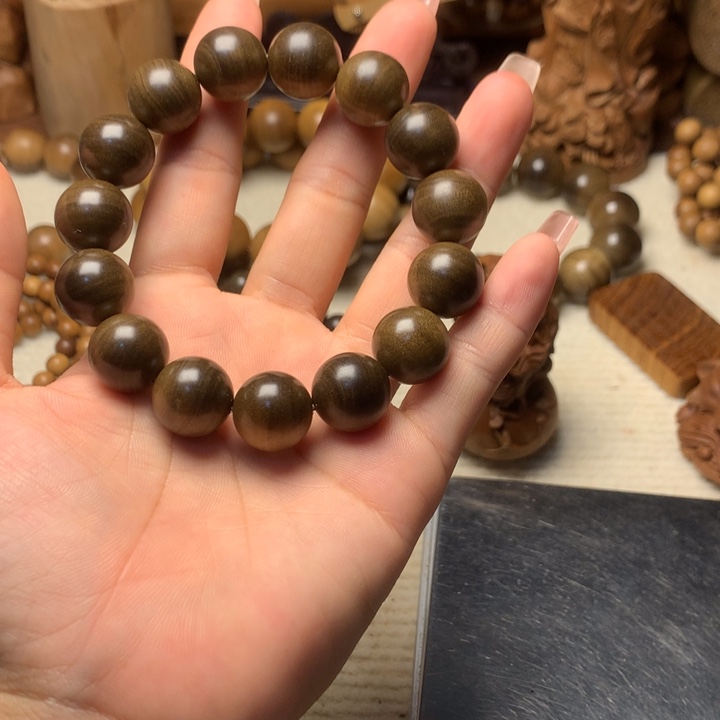 傻***胆檀香木手串/手链老山檀香1.5阴沉