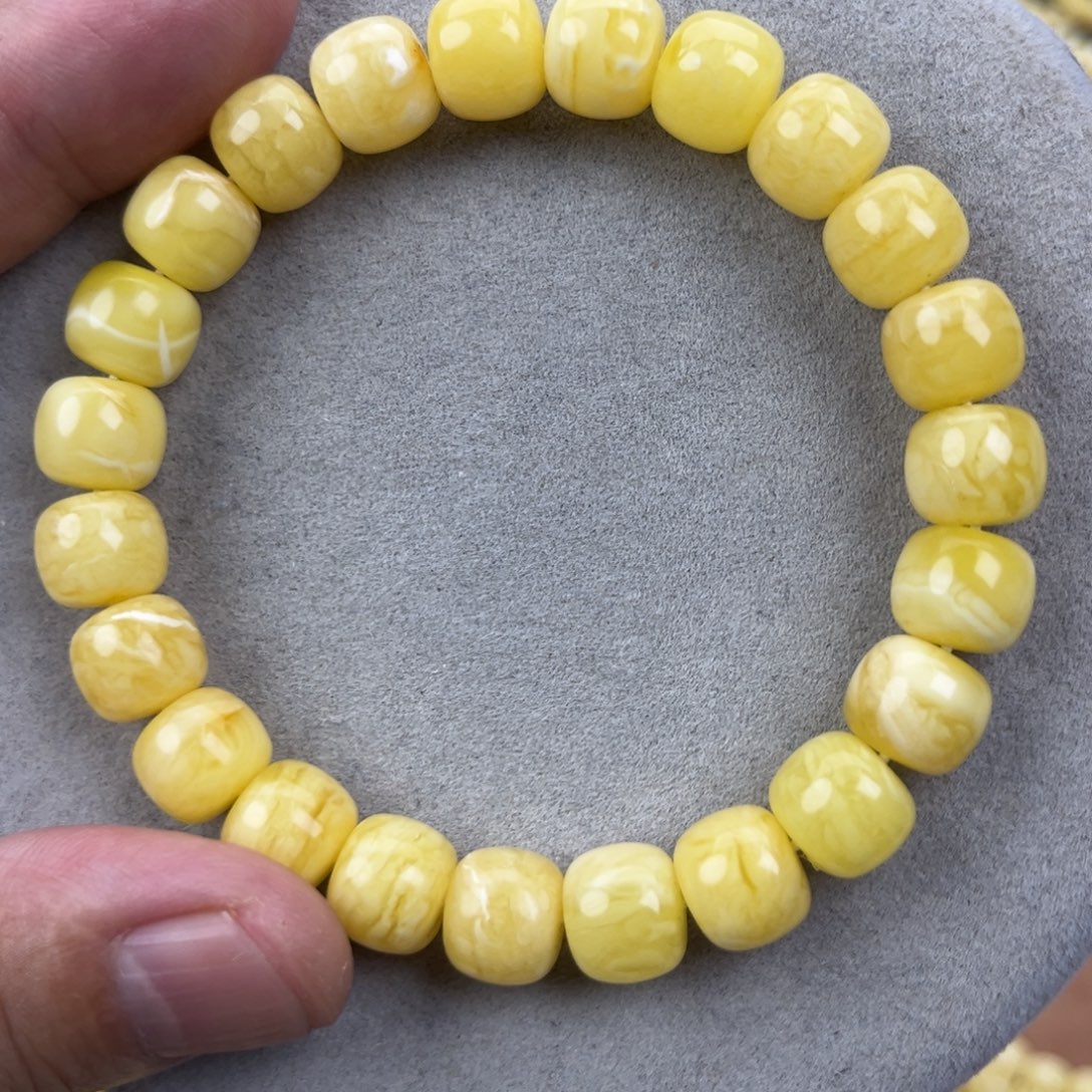 未镶嵌蜜蜡手串纯天然俄料白花虎皮10.6；腕口18+