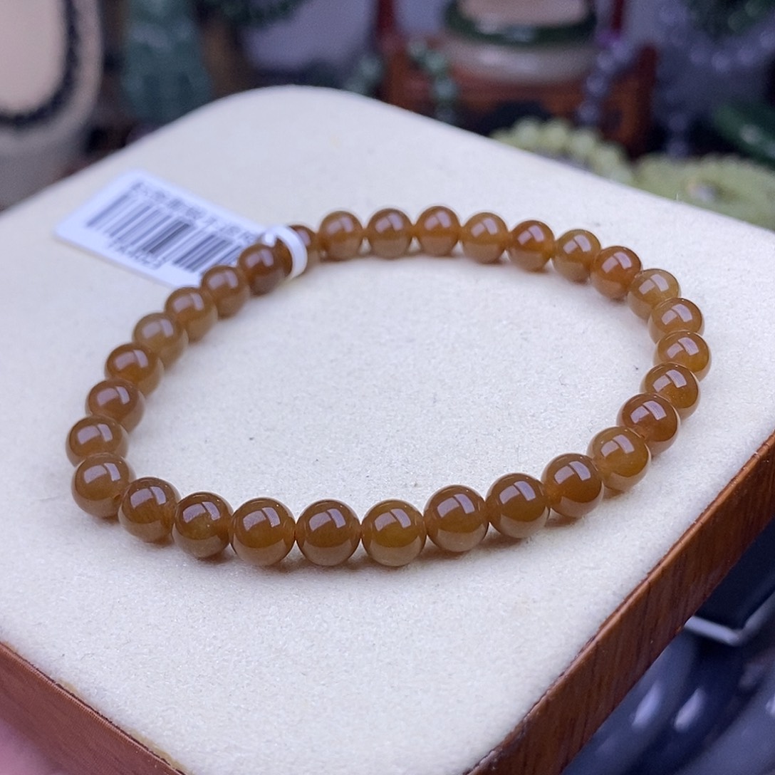 和田玉福利糖玉手链6mm未镶嵌