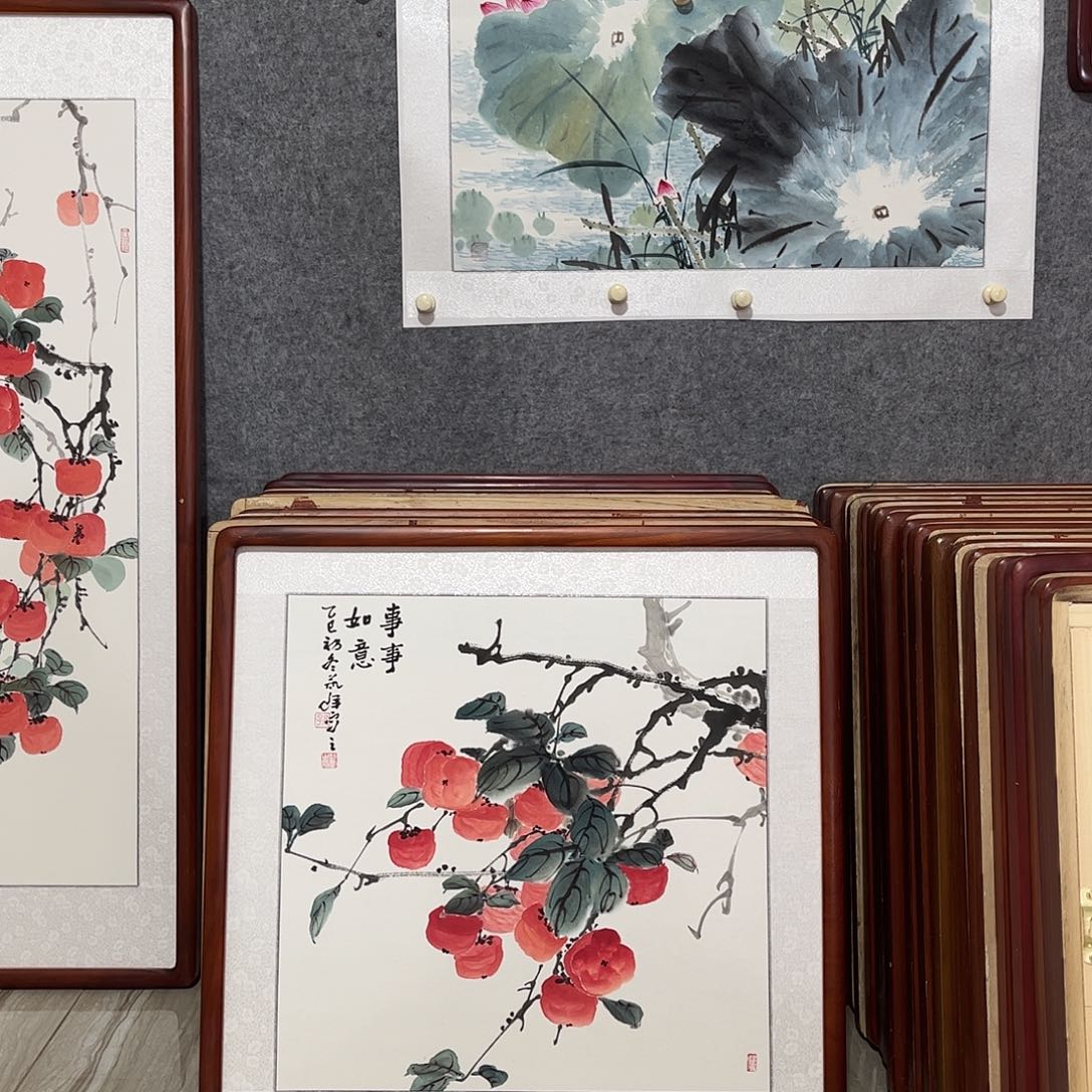 国画书画作品带框63×63