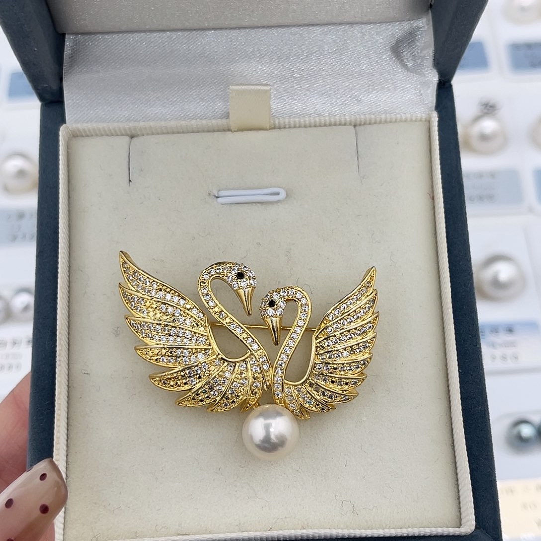 定制海水珍珠未镶嵌裸珠Akoya胸针8-9