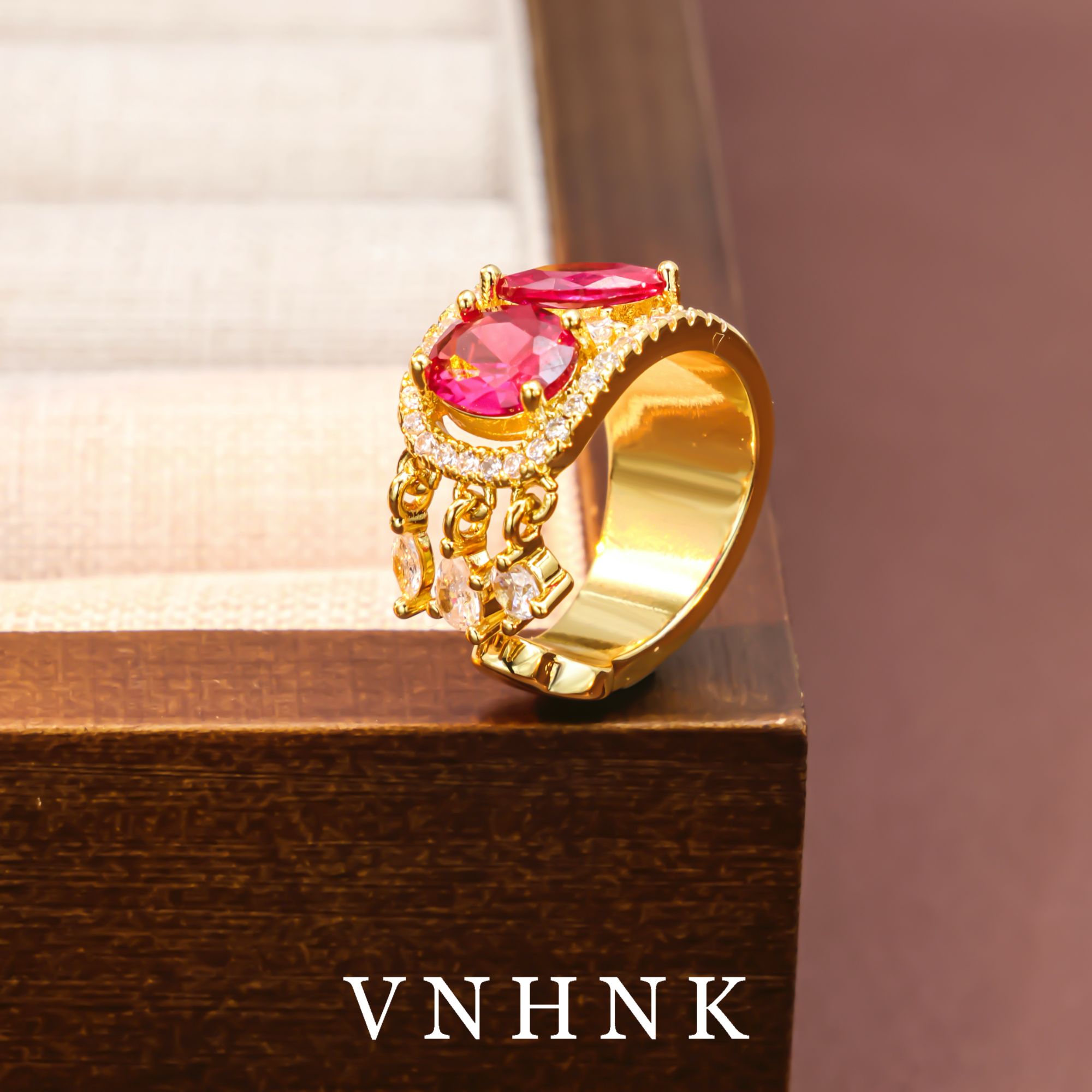 铜合金合成锆石戒指 美可儿   M419   金色时尚气质戒指