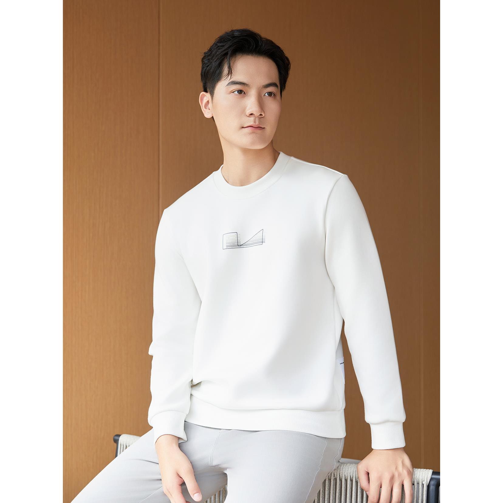 Lilanz/利郎秋季【五明治轻量空气层】百搭长袖圆领T恤 (24QTX001)