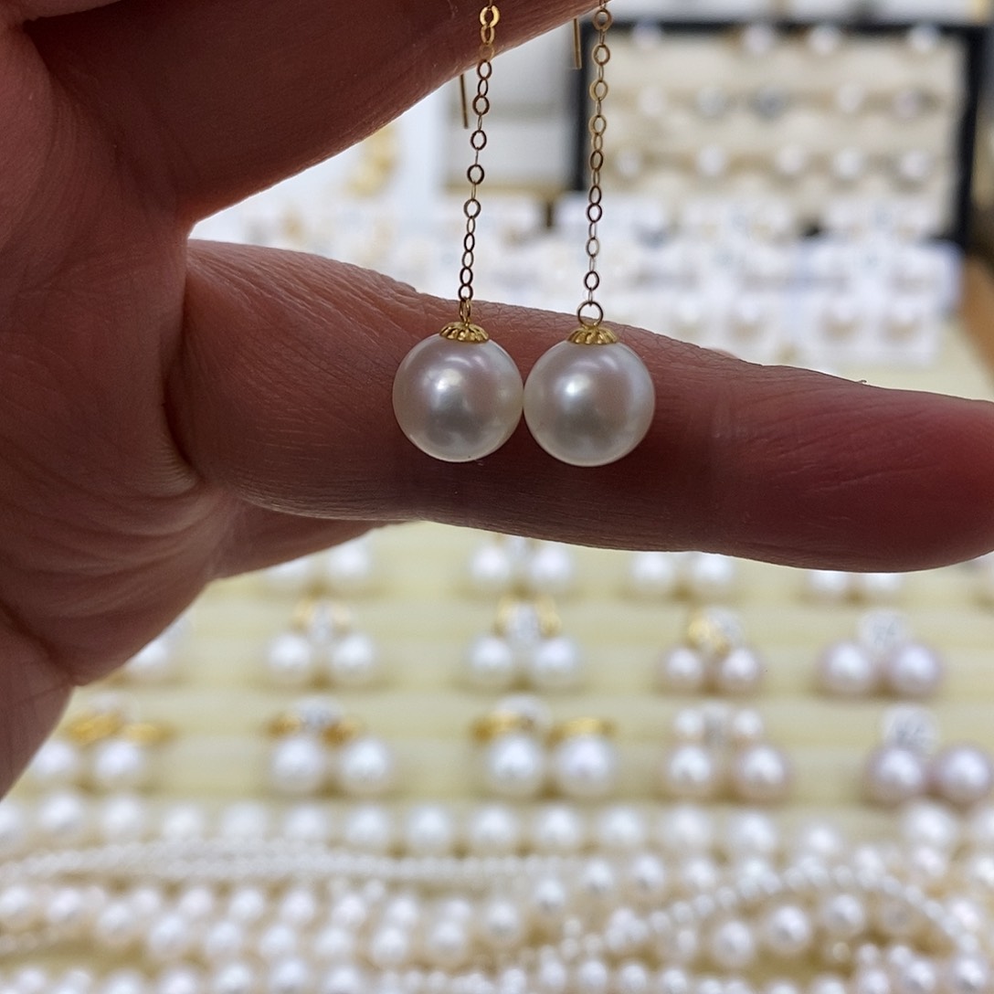 淡水珍珠耳饰18K金镶嵌