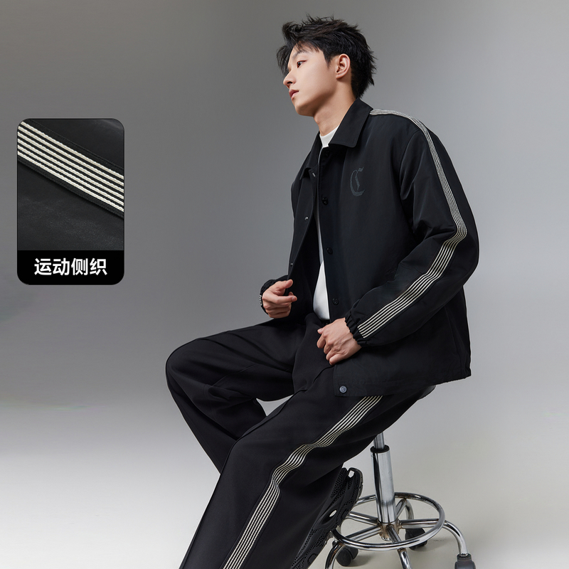 卡宾男装加厚绒里教练服外套休闲装秋冬季新款百搭宽松翻领夹克