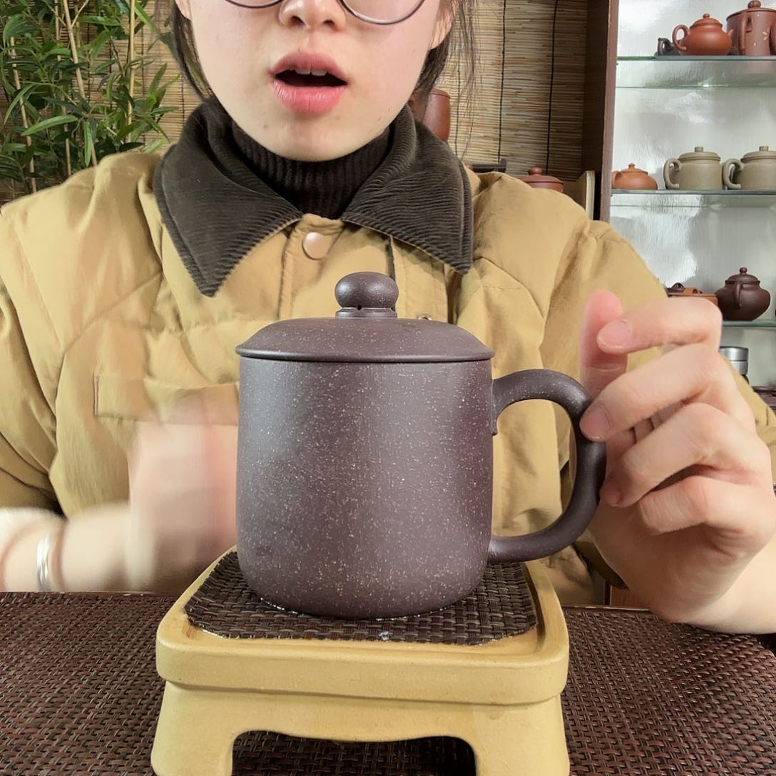 紫砂茶杯原矿大水潭老紫泥墩墩杯500CC左右尾单