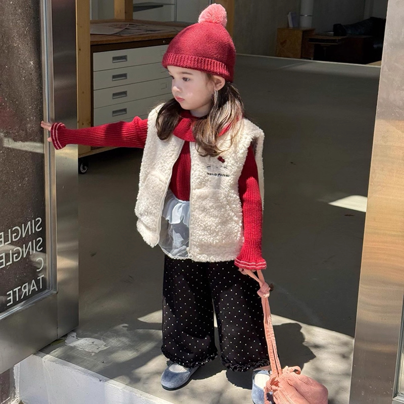 女童卡通kt猫可爱背心韩国童装2025冬季新款女宝宝羊羔毛保暖马甲