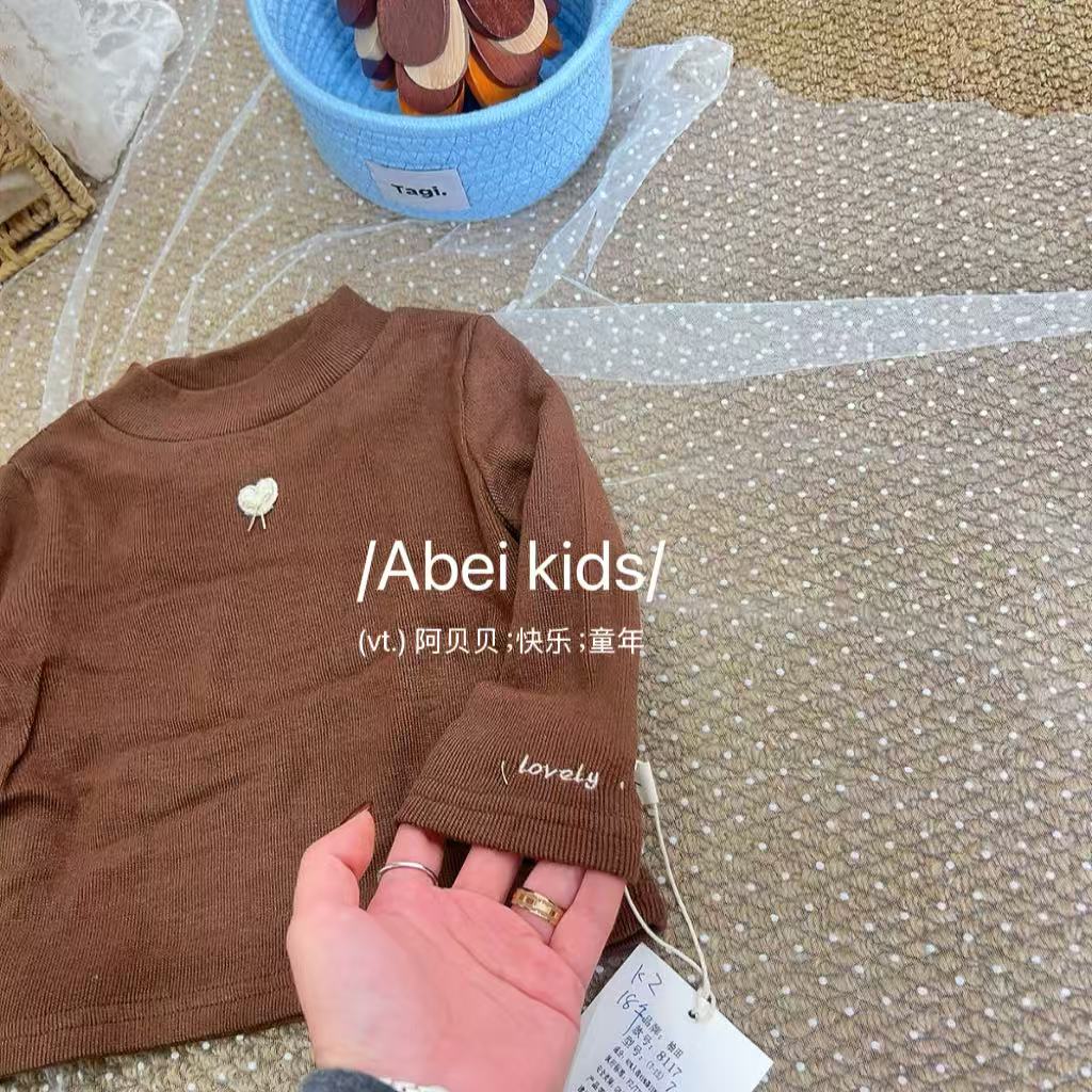 【K2】柚田8117咖色爱心打底童装