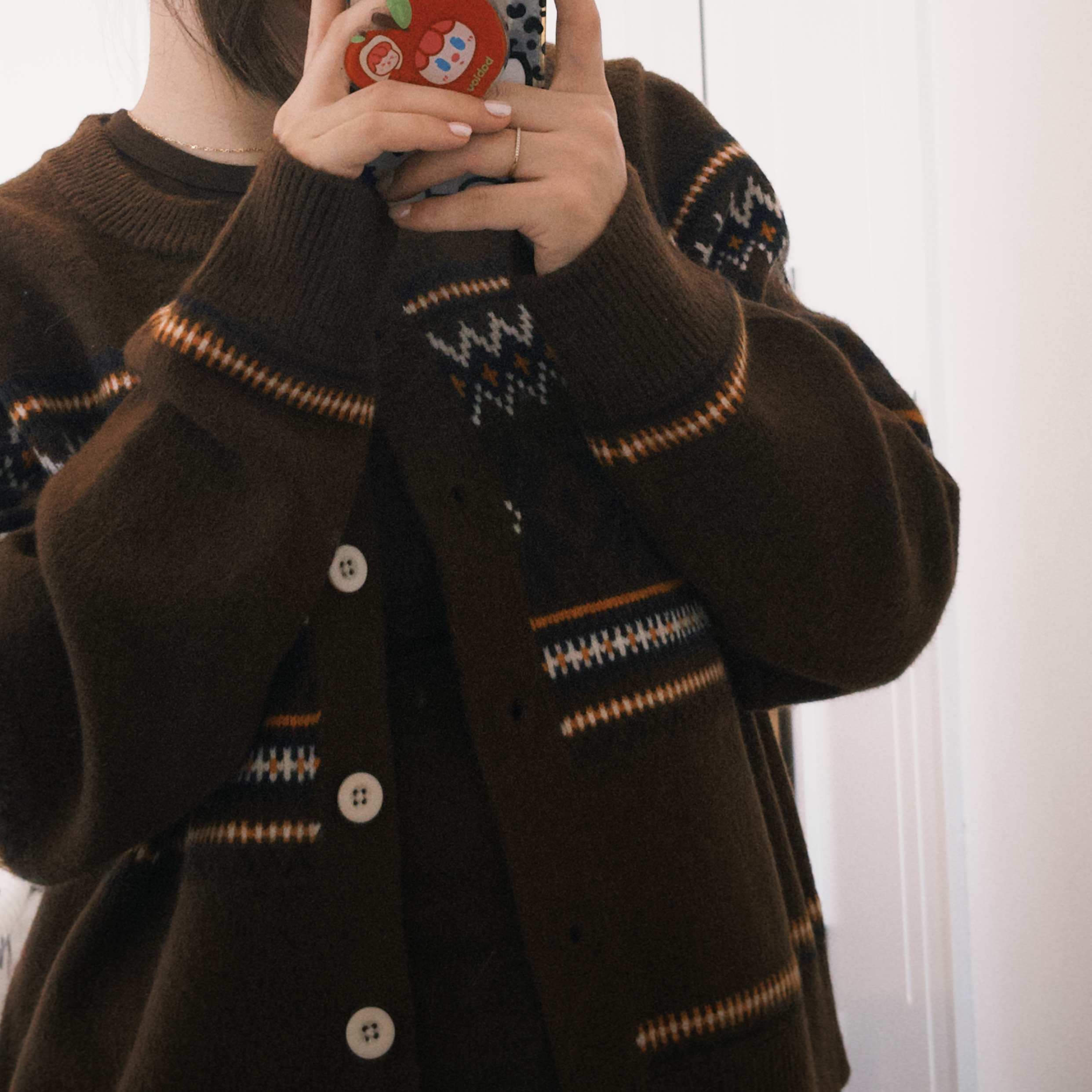 秋冬费尔岛提花软糯针织开衫毛衣（小个子定制）