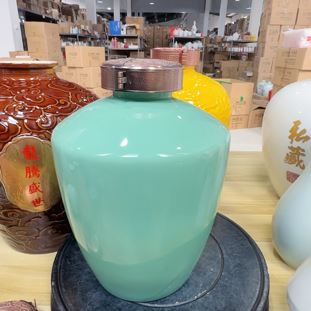 5斤装绿色酒坛1个清仓微瑕