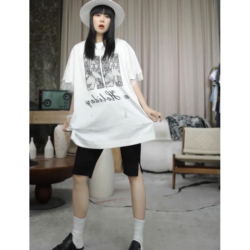 infobyfive福利夏季新款字母NN闪闪短袖圆领T恤NF0503148