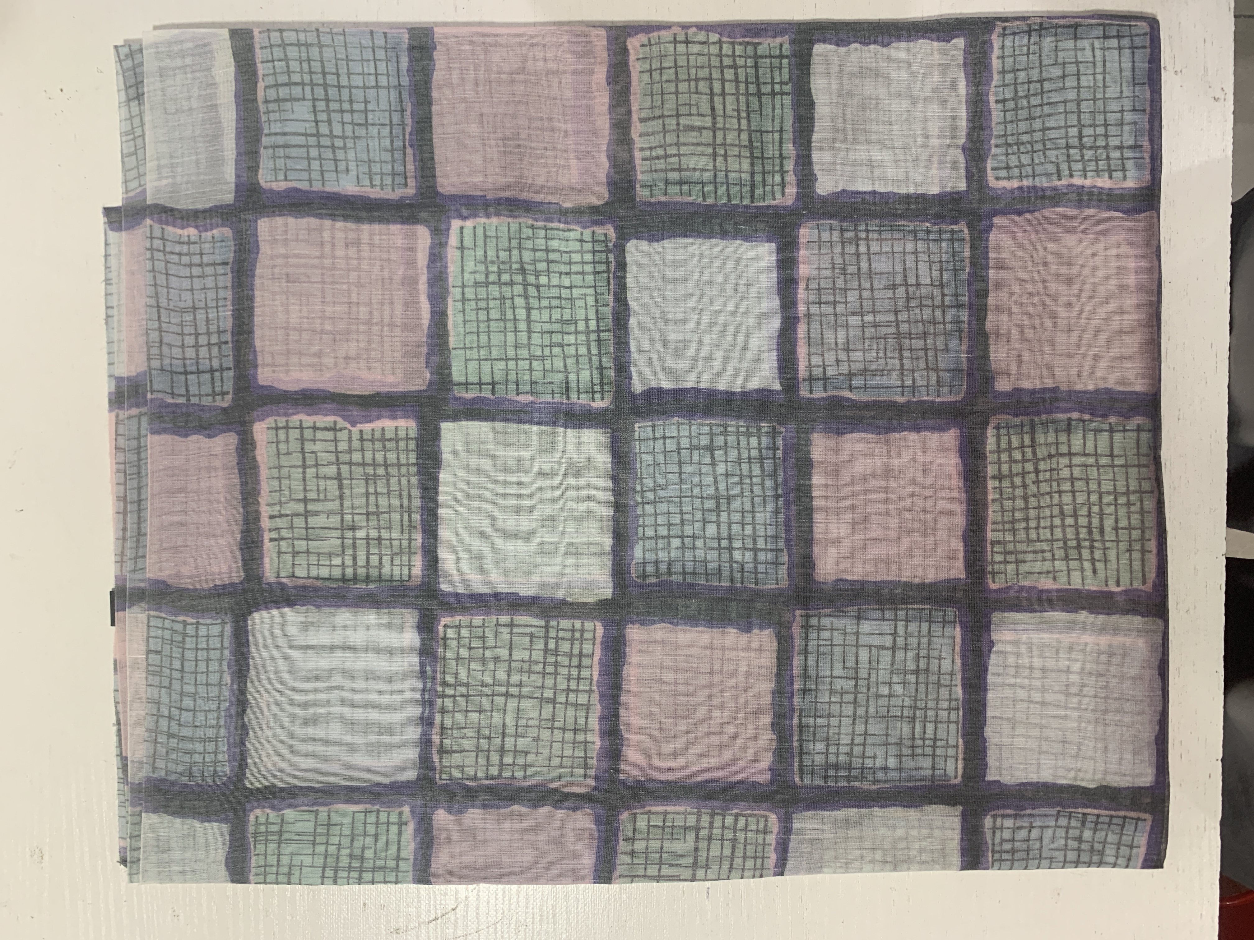 C281 蓝色方格 桑蚕丝羊毛围巾丝巾时尚百搭围巾85*195 C