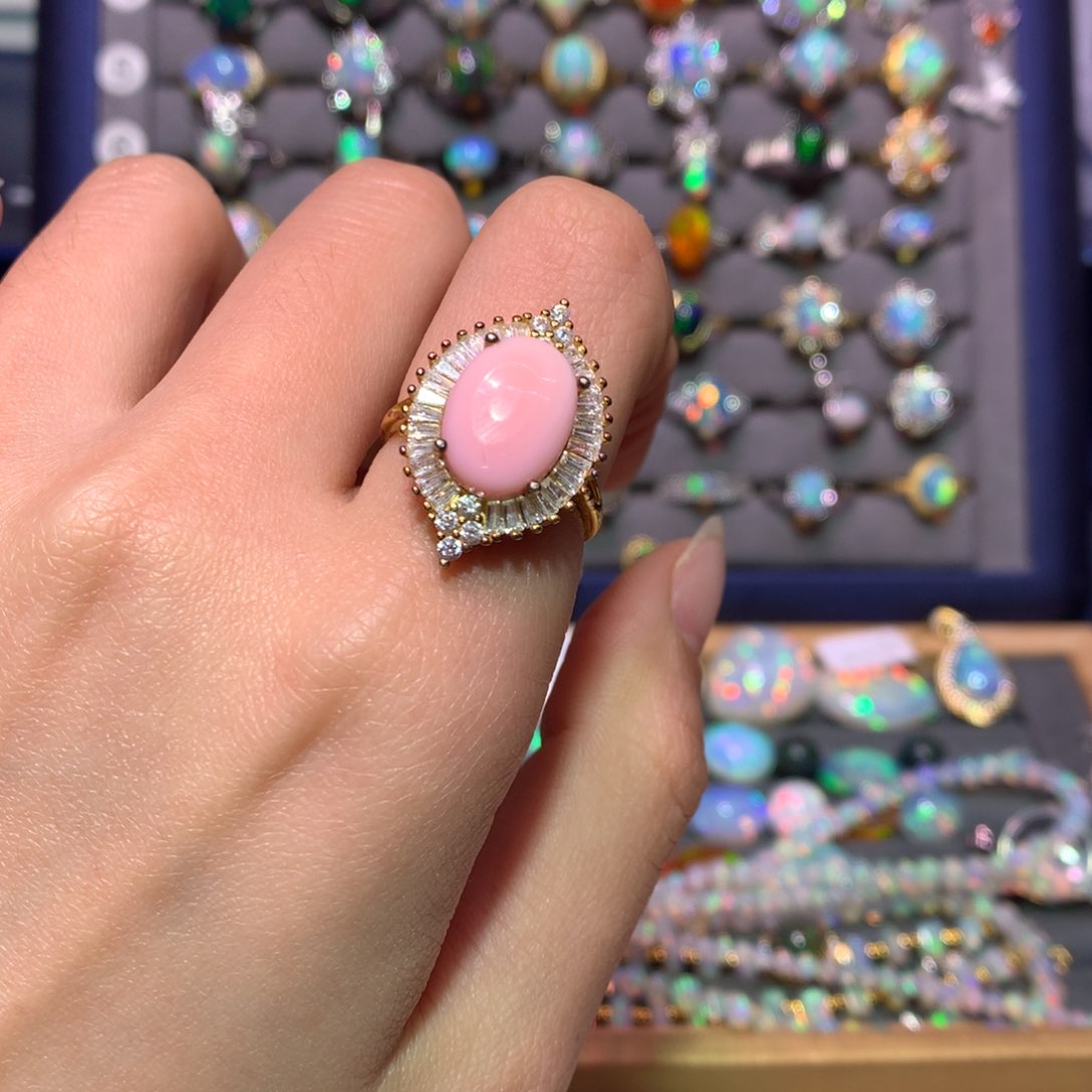 银S925镀金镶嵌欧泊戒指款式小*?