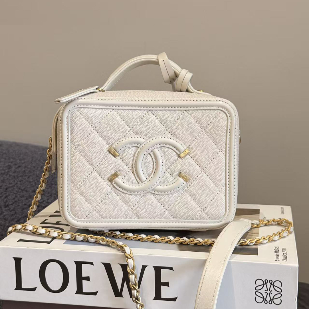 99新 Chanel/香奈儿 菱格纹牛皮黑金相机包手提包单肩包