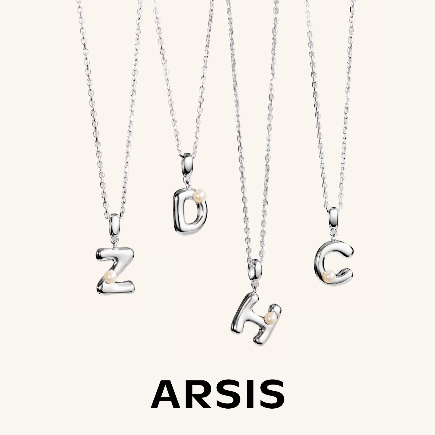 ARSIS银饰印记简约字母项链S925纯银轻奢吊坠锁骨链七夕礼物