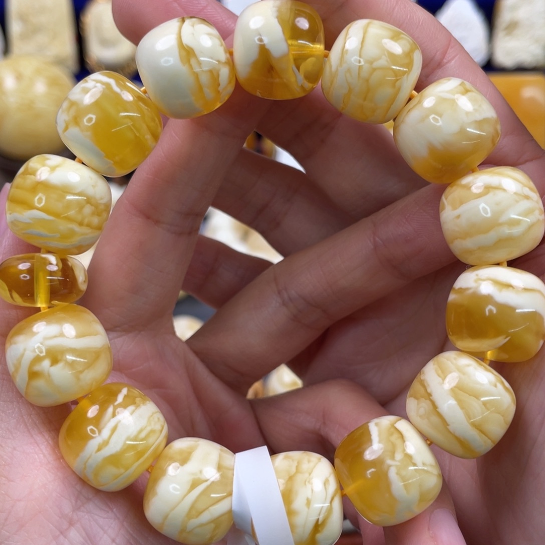 蜜蜡裸石未镶嵌琥珀蜜蜡手串卡16mm
