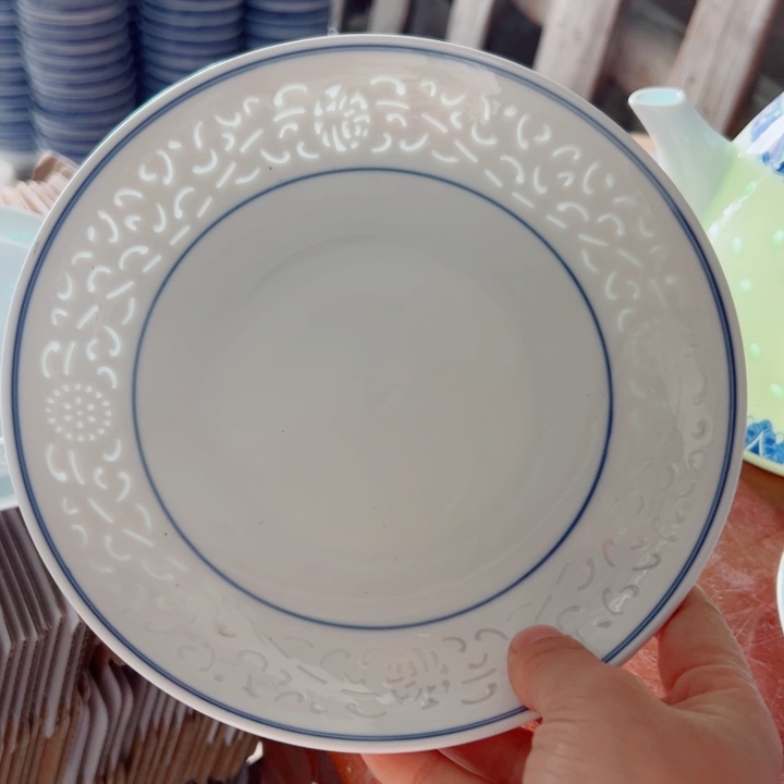 碗8寸素玲珑雕刻福字盘子