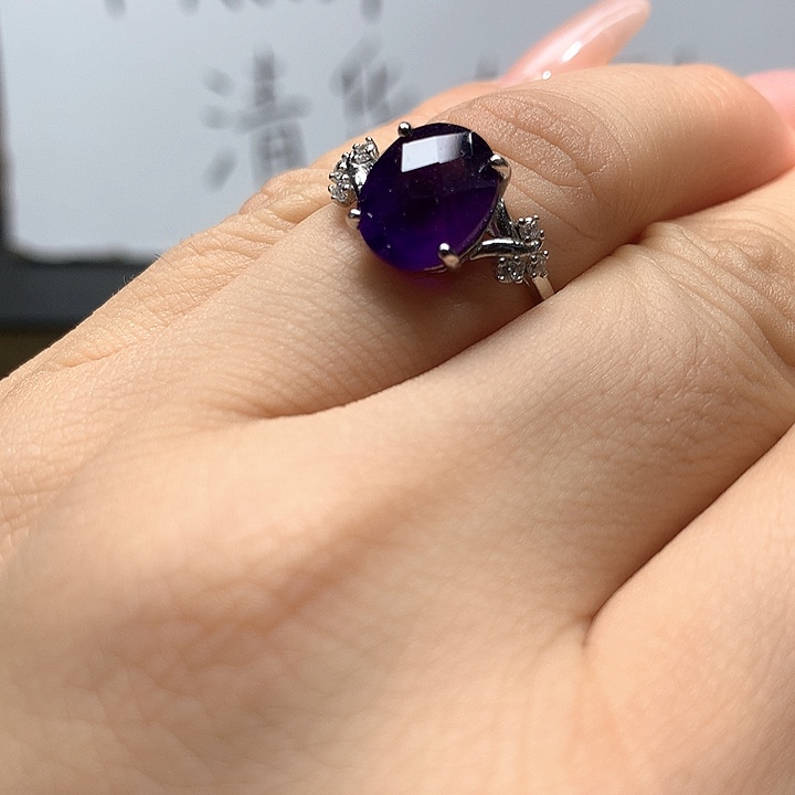 银S925镶嵌戒指水晶