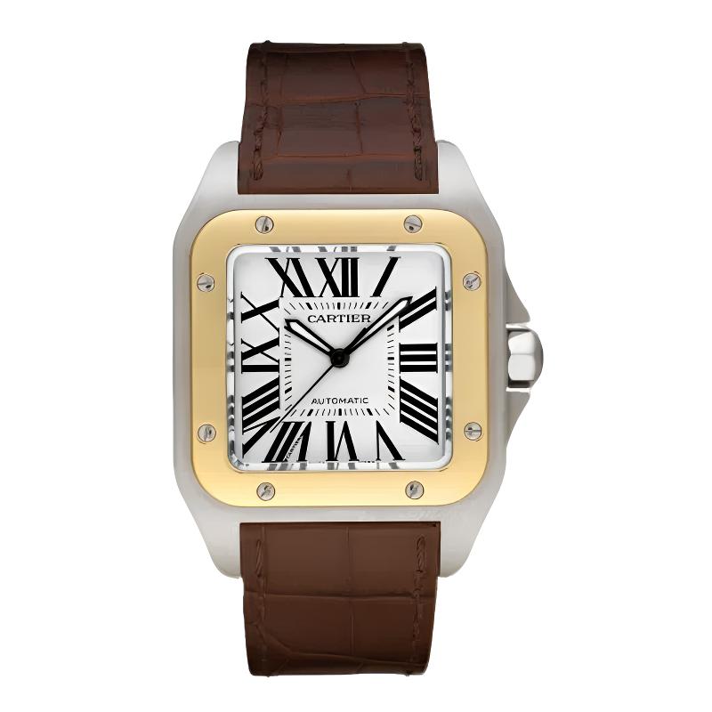 99新 Cartier/卡地亚 山度士/W20072X7/51x41mm/黄金机械大号男表