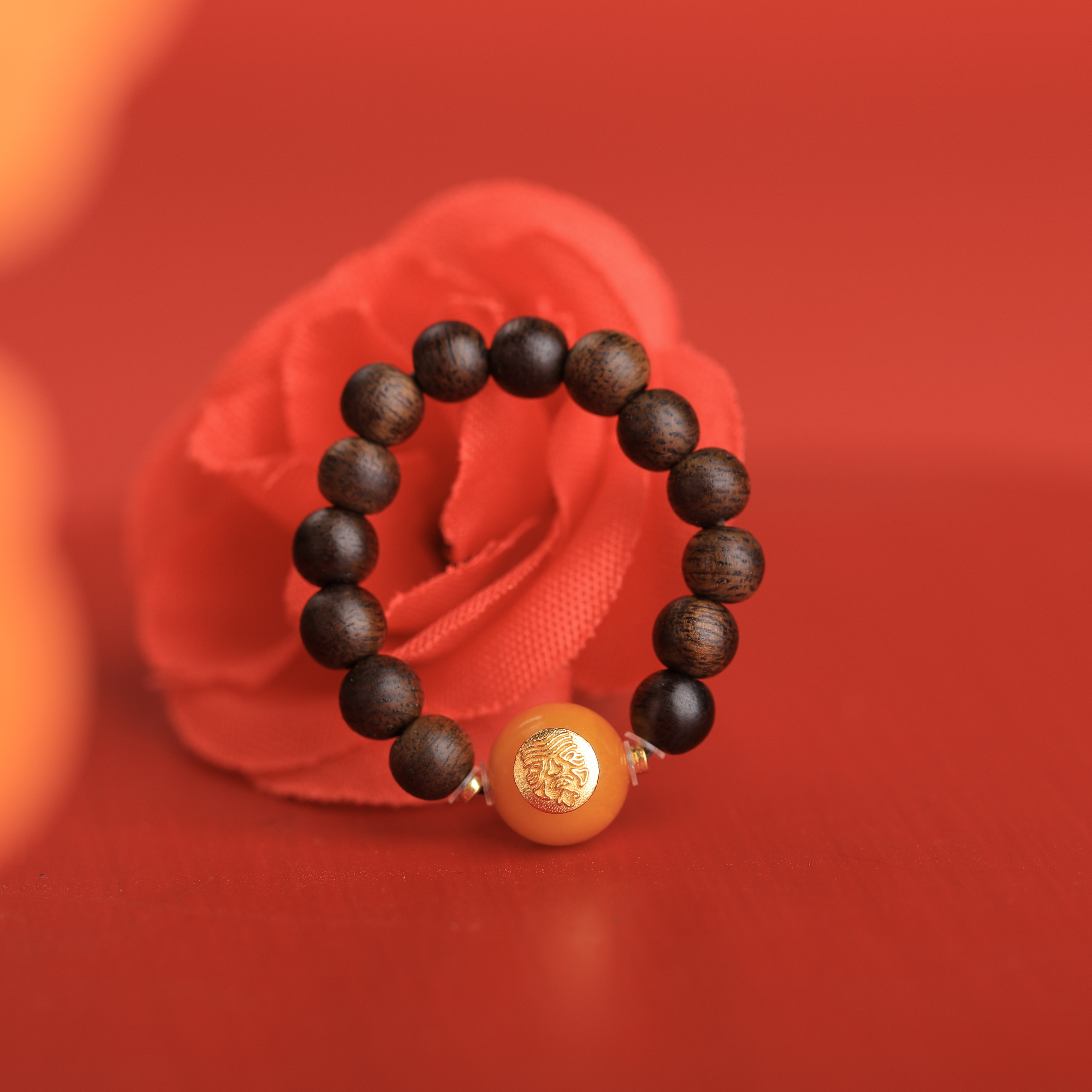 沉香沉香戒指-富森红土蜜蜡戒指A