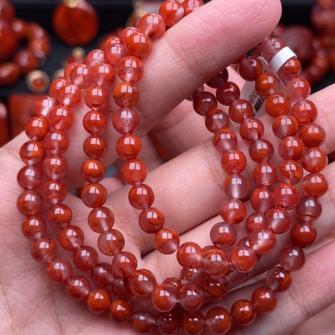 南红玛瑙未镶嵌珠宝奇石多圈6mm