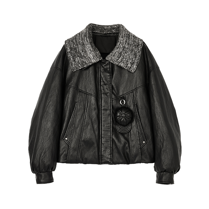 【达人专属】PU皮羽绒服W9836