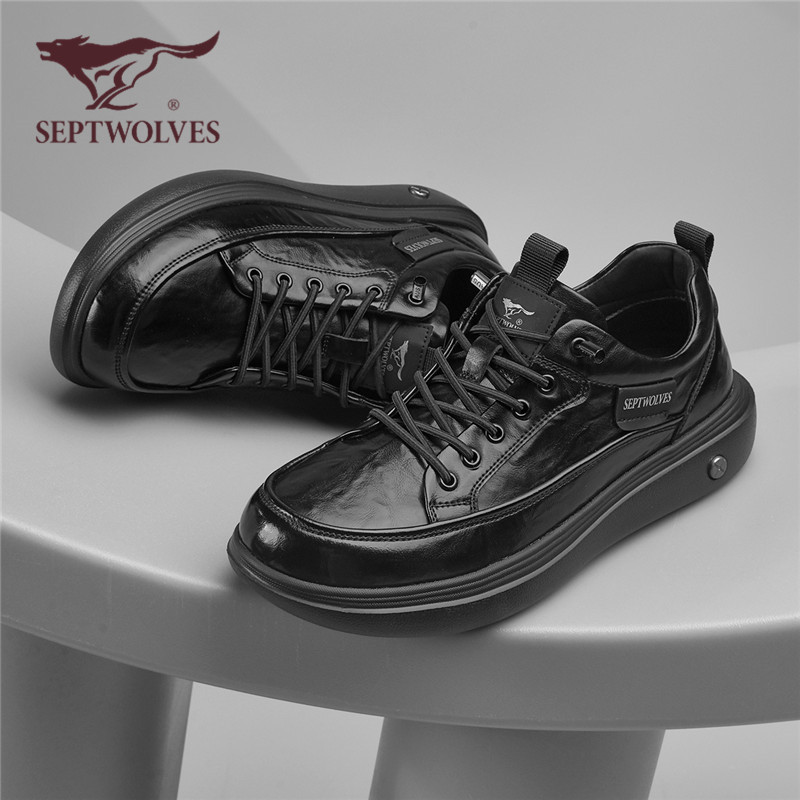 七匹狼男鞋秋季新款英伦商务休闲皮鞋男士时尚百搭一脚蹬工作板鞋