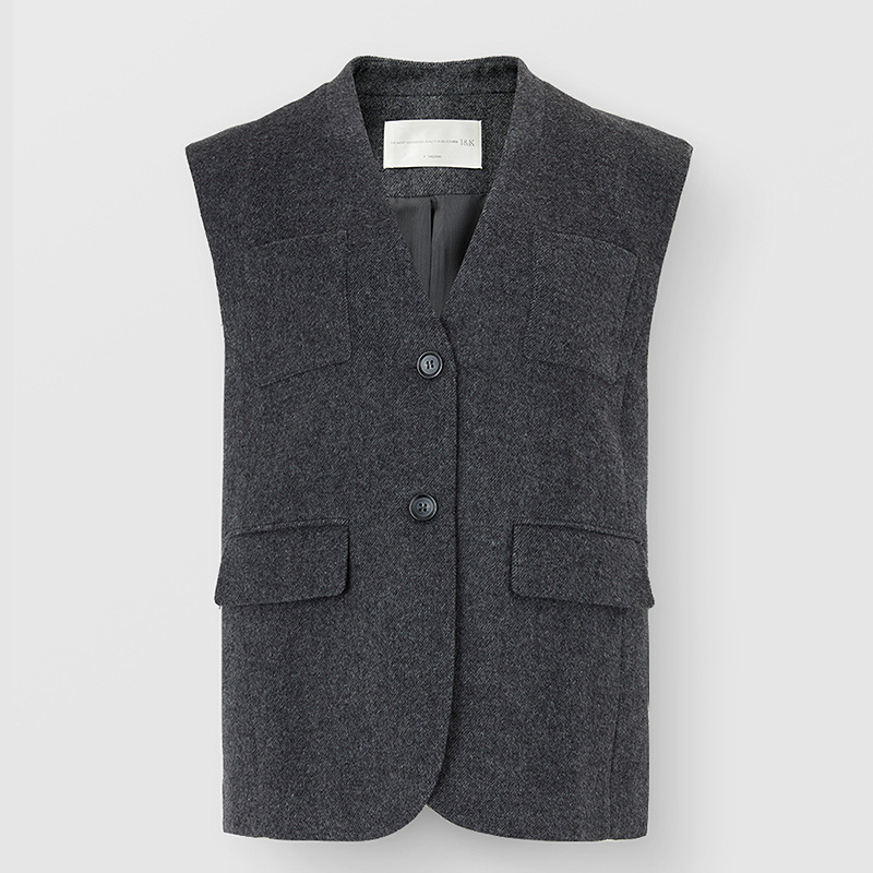 爱客2025冬季新款老钱风女常规款马甲舒适简约YA25441M001