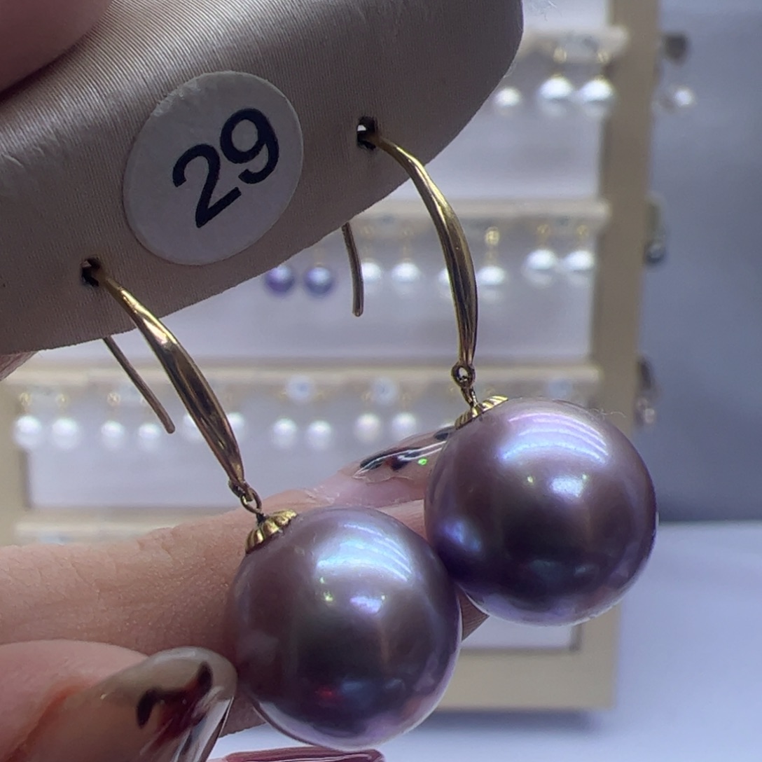 淡水珍珠耳饰18K金镶嵌