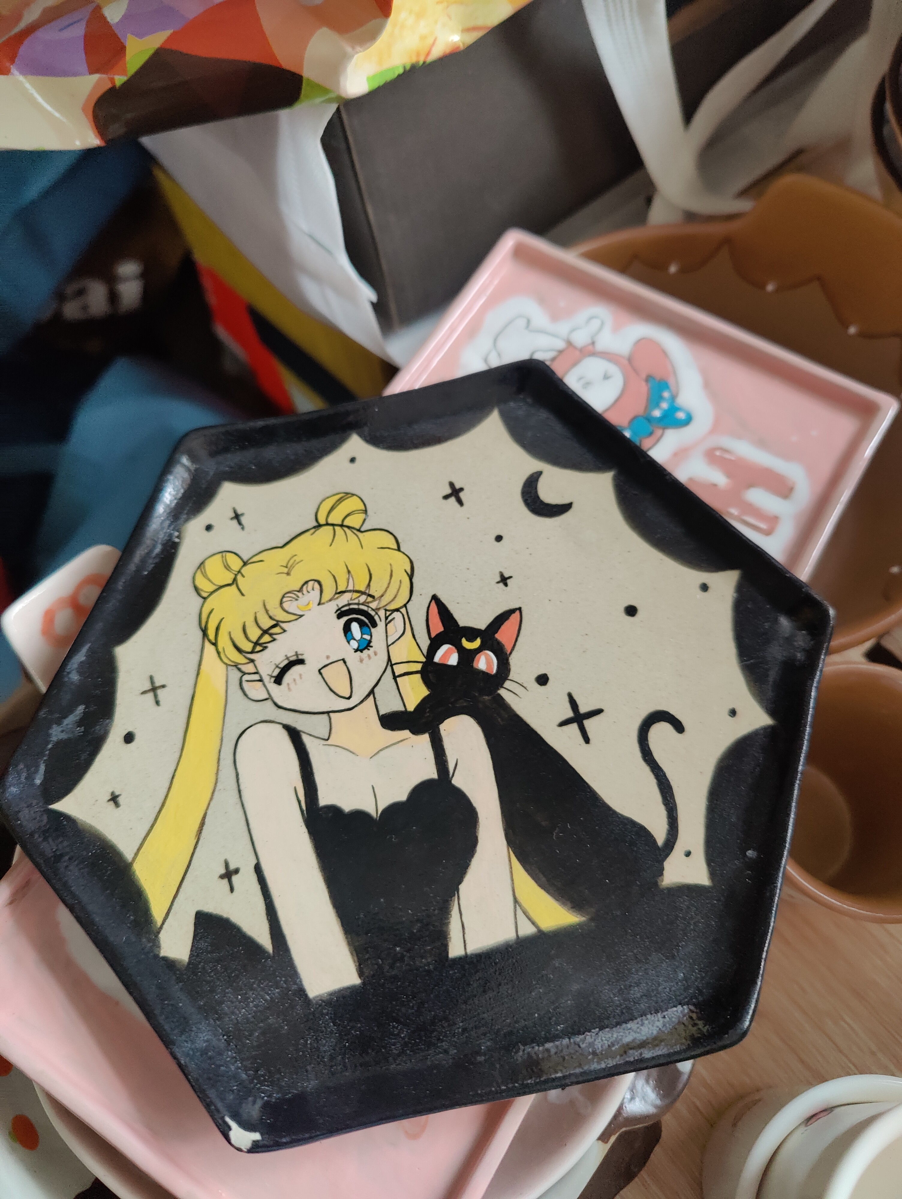 色彩琉璃四方深碟5.8英寸餐具