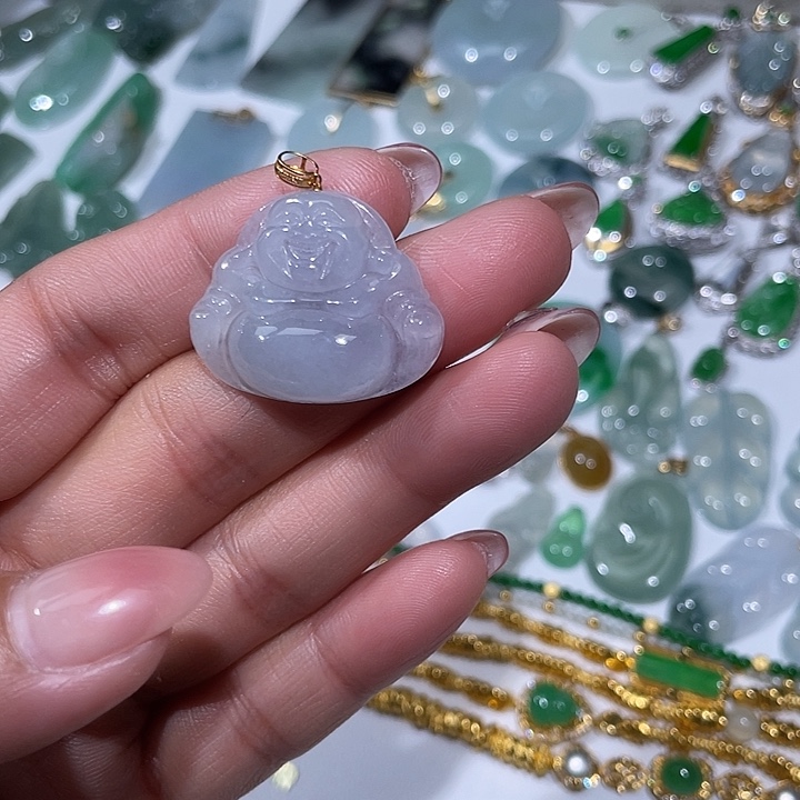 翡翠18K金镶嵌吊坠(不含链)