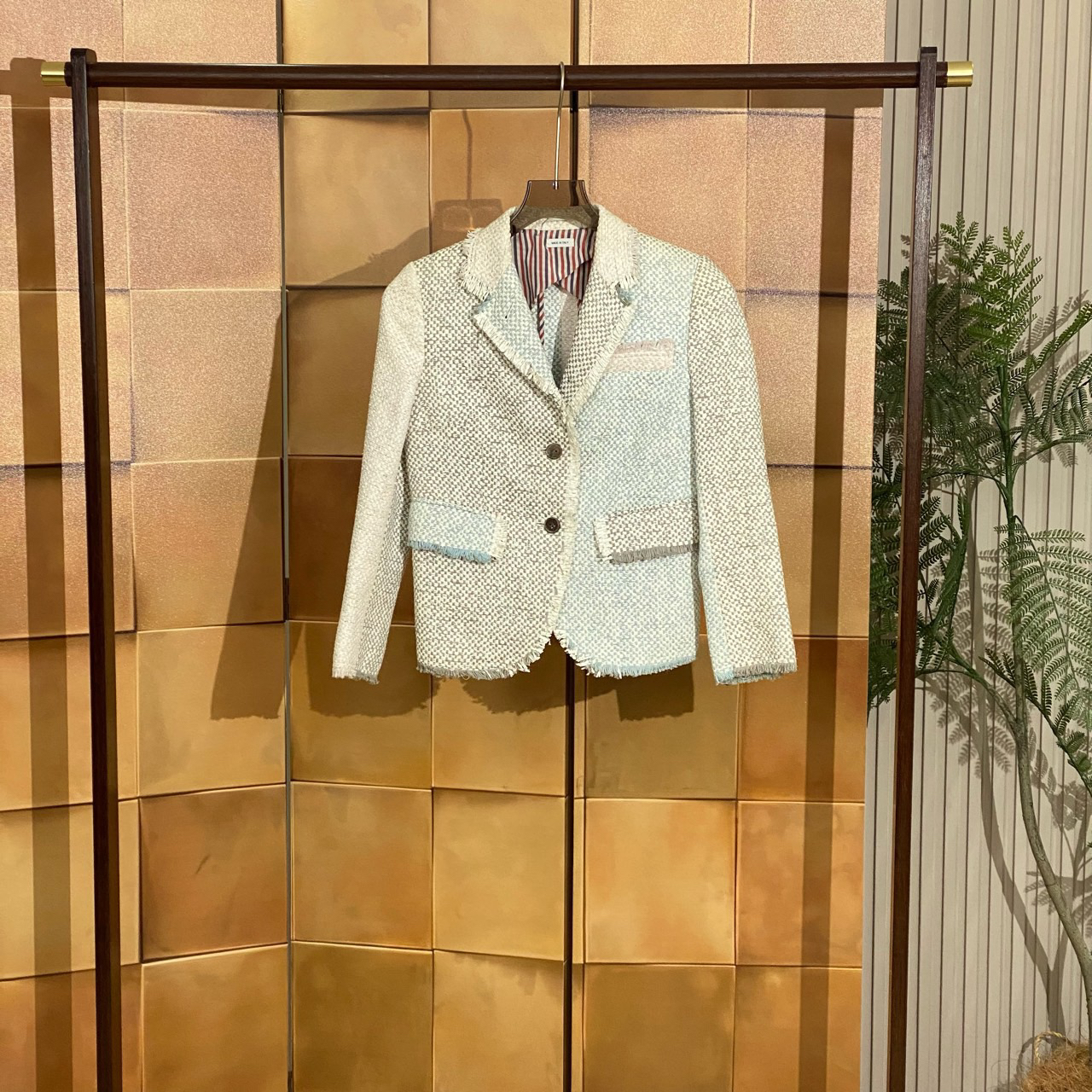 Thom Browne 撞色粗花呢编织毛边西装外套/40码/99新/女42721