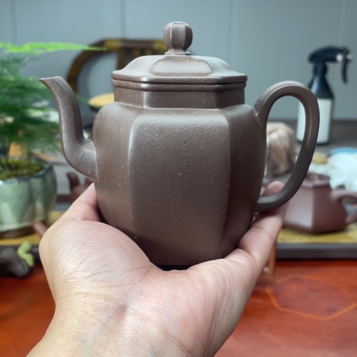 茶壶紫砂六方高宫灯，紫泥