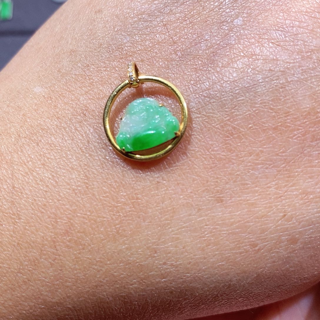 大***者翡翠18K金镶嵌吊坠(不含链)