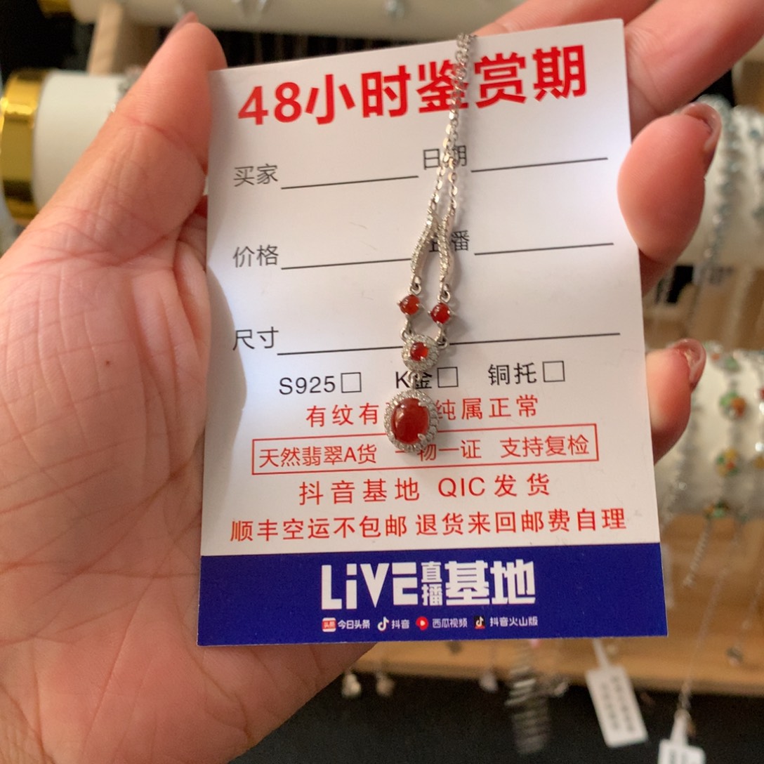 九***、翡翠银S925镶嵌耳饰项链