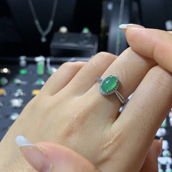 翡翠银S925镶嵌戒指