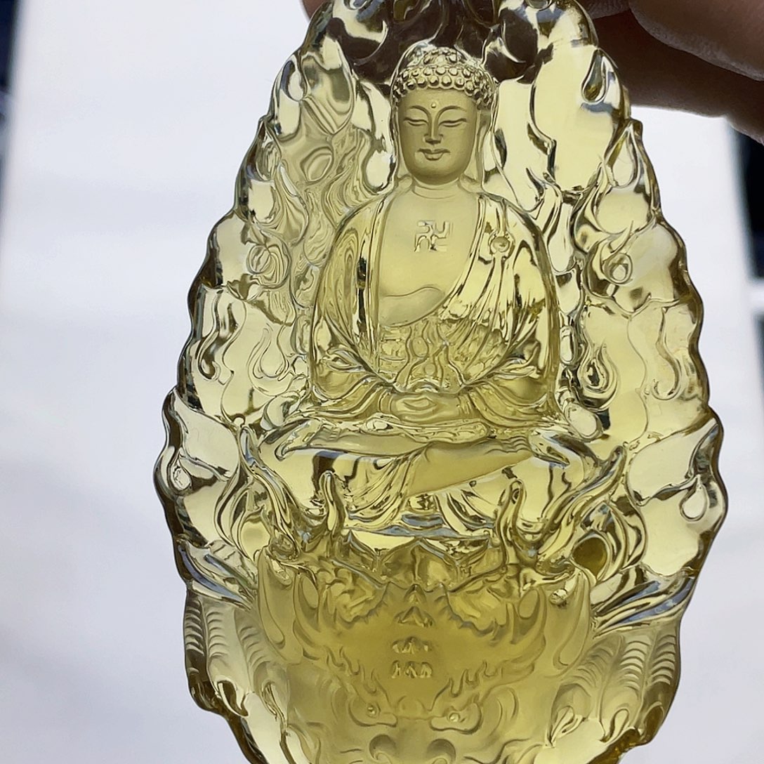 *****水晶未镶嵌颈饰黄水晶大师精雕大日如来吊坠