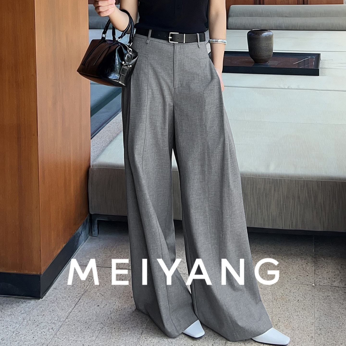 A美洋MEIYANG 【老钱风】封面西裤 初剪羊毛通勤阔腿裤【大70】周一