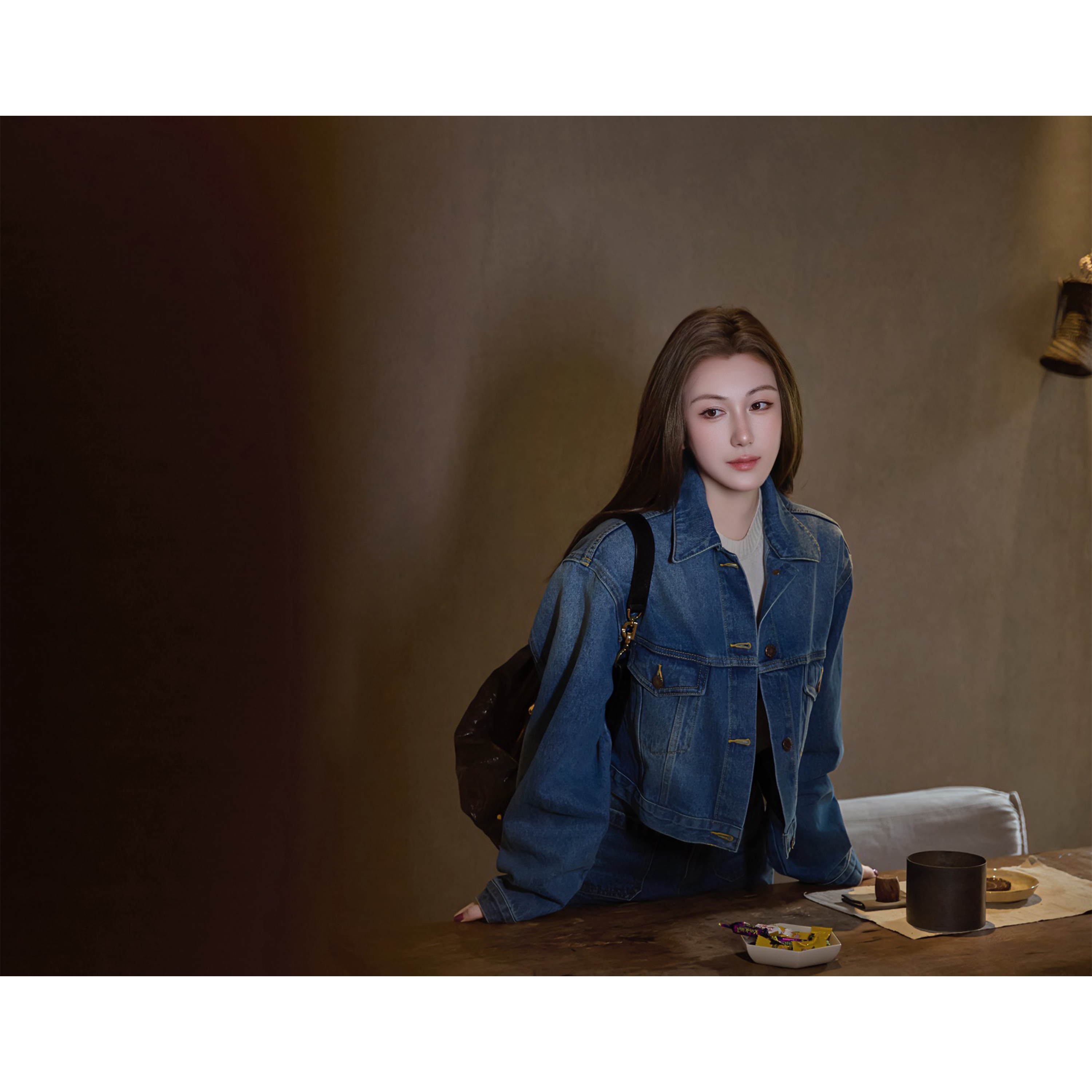 LMERANCE “悸以” 25新P高定后置皮牌短款牛仔衣