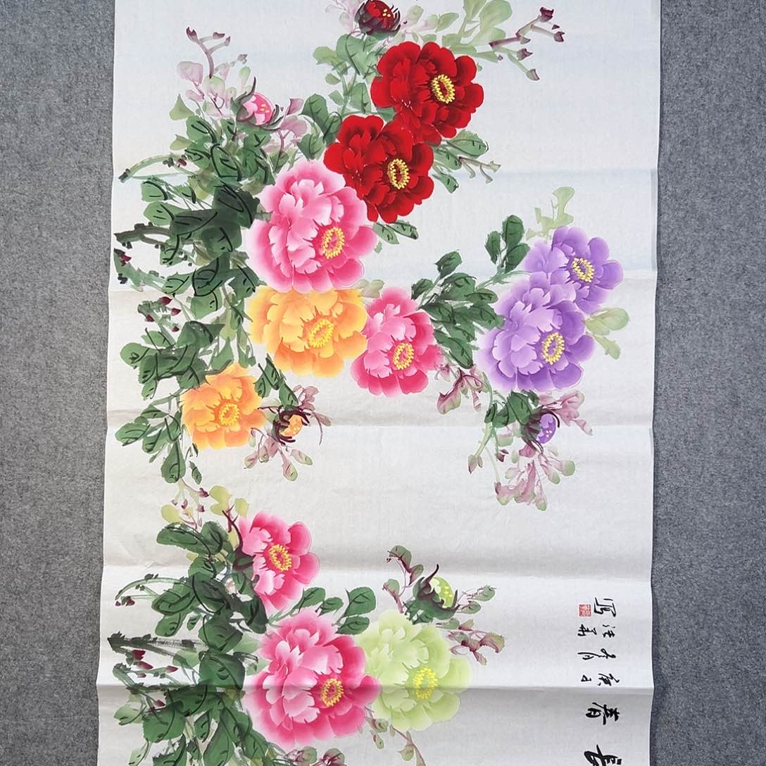 国画768 牡丹等花卉图案装饰图案为