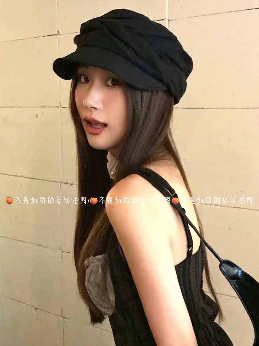 橙路【清冷感山本耀司风棉麻褶皱小众设计八角帽子