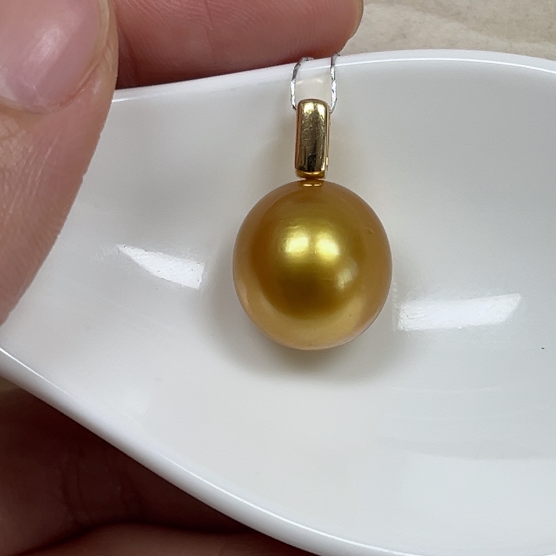海水珍珠吊坠(不含链)18K金镶嵌13.3mm