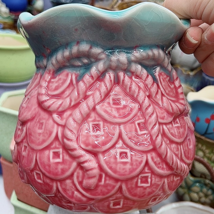 多肉绿植陶瓷花盆9.9包邮，有孔