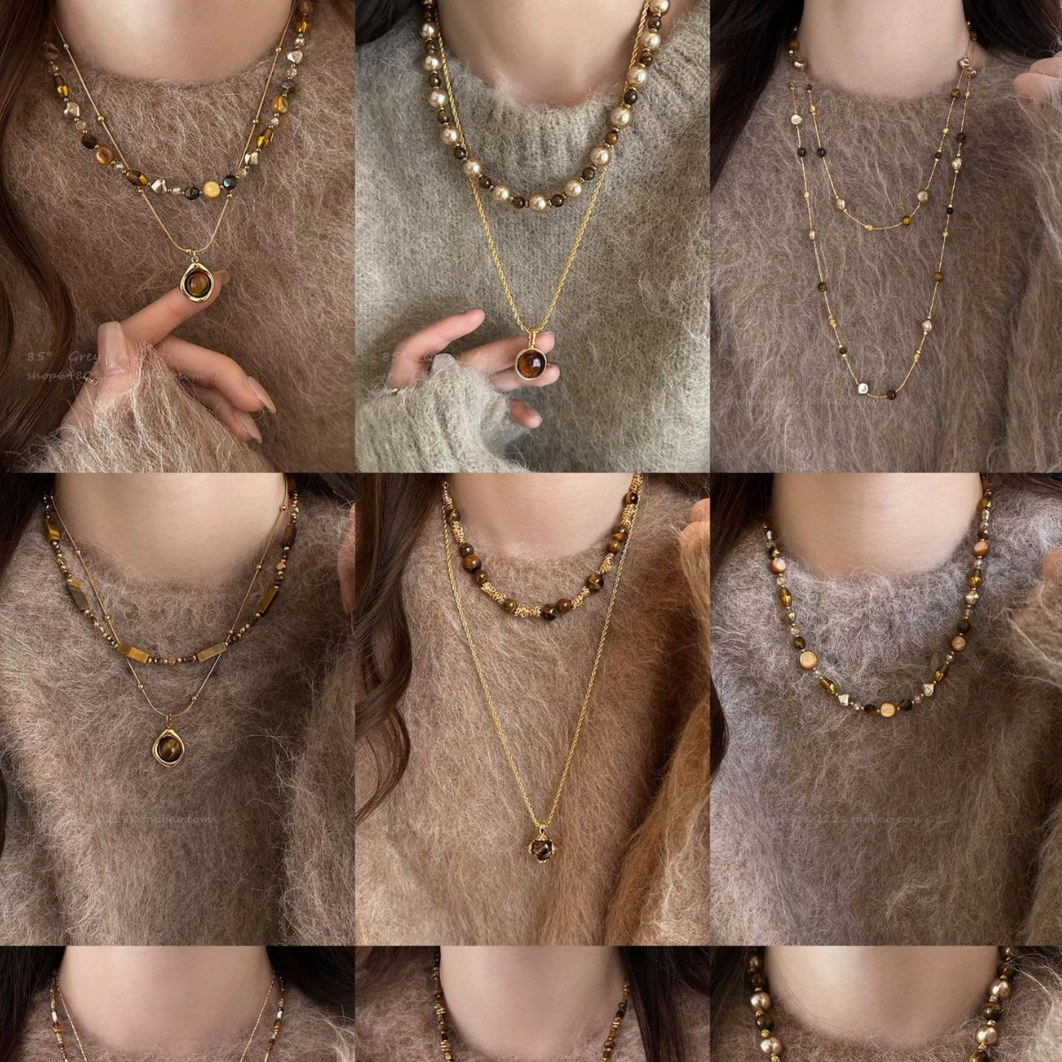 合金项链 秋冬新款双层叠戴项链女轻奢高级感锁骨链欧美饰品152
