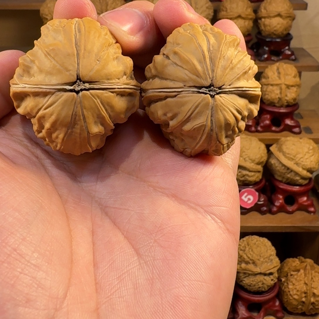 铁核桃把件荷叶金蟾