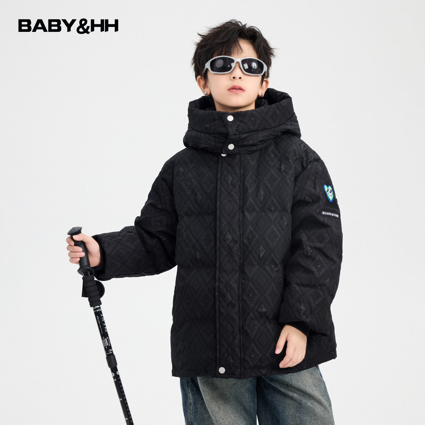 【90安心绒】男童冬季潮酷黑色面包羽绒服2025款儿童装免洗防寒外套