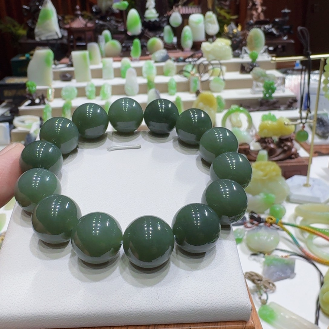 和田玉未镶嵌颈饰和田玉新疆且末料卡16手串